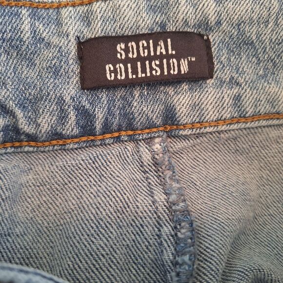 Social Collision Denim Mini Skirt Ruffle Tiers Star Studded Party Skirt Jrs S - Picture 5 of 13